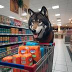 Wolf beim einkaufen