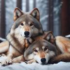 Zwei Wölfe, die sich lieben