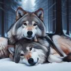 Zwei Wölfe, die sich lieben