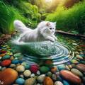 katze springt ins wasser 02