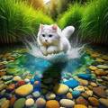 Katze spielt im Wasser